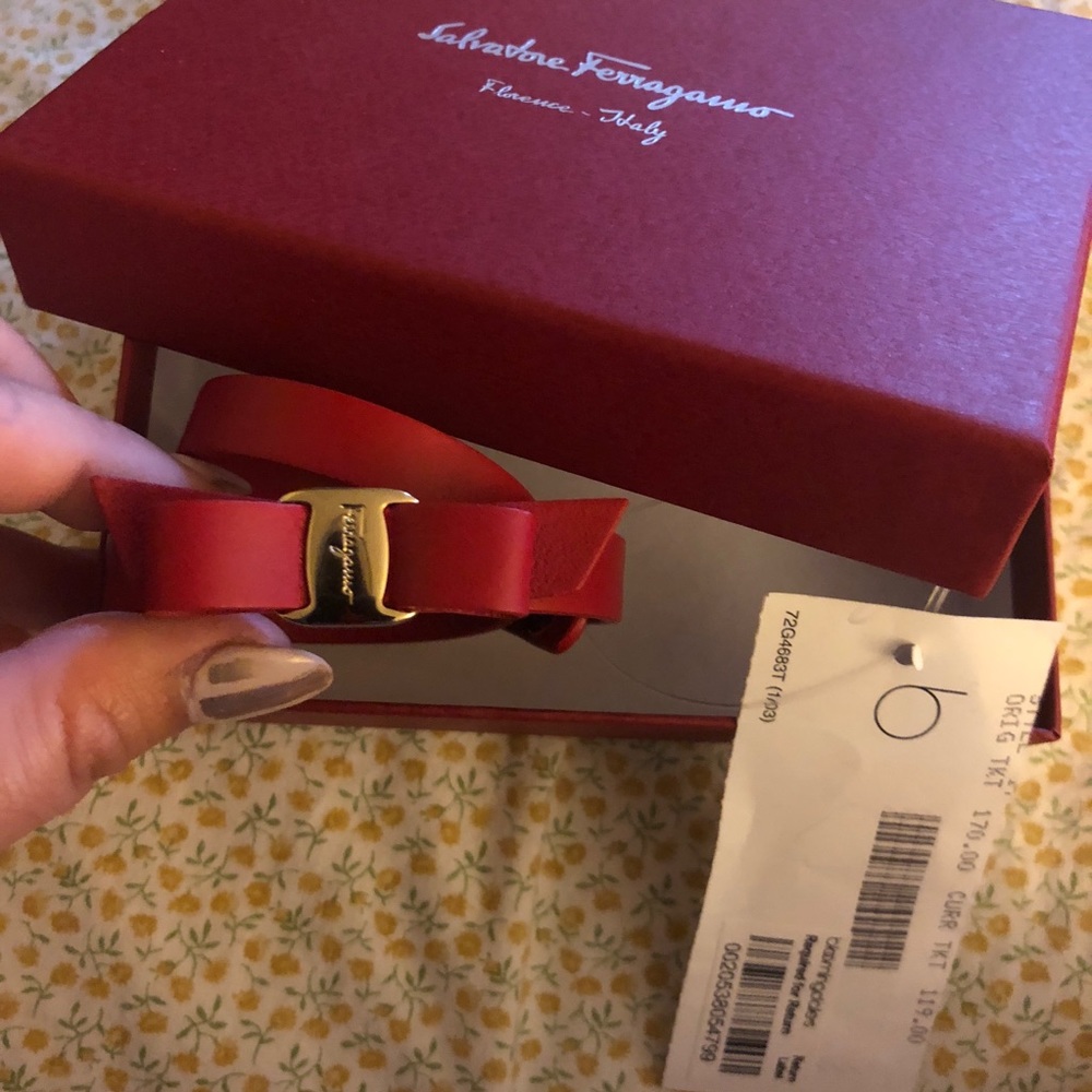 Salvatore Ferragamo Double Wrap Leather Bracelet